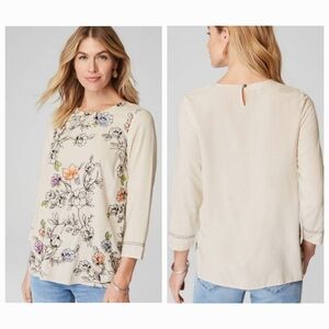 J. Jill Cream Floral Blouse